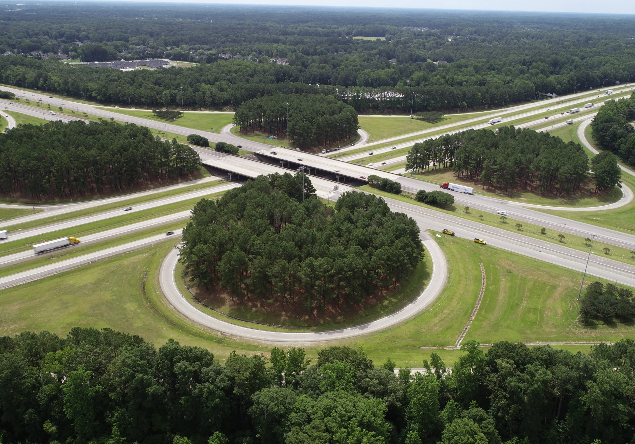 Aerial view of Interstate 95 and US Highway 64 interchange.
