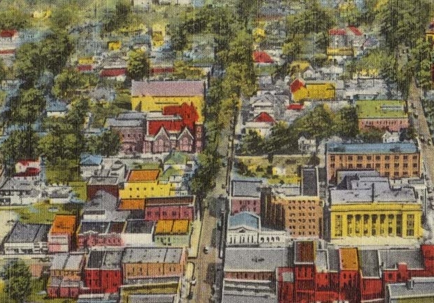 A historical illustration / map of downtown Wilson.